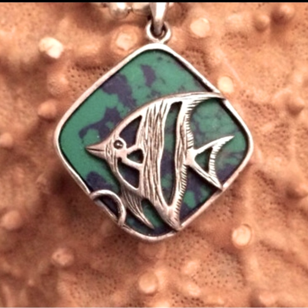 Sterling  silver Angel Fish Pendant choker necklace
